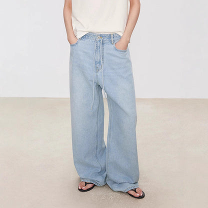 Damen Denim-Culotte Weit mit hohem Bund und Gummizug Blau - Eveloria