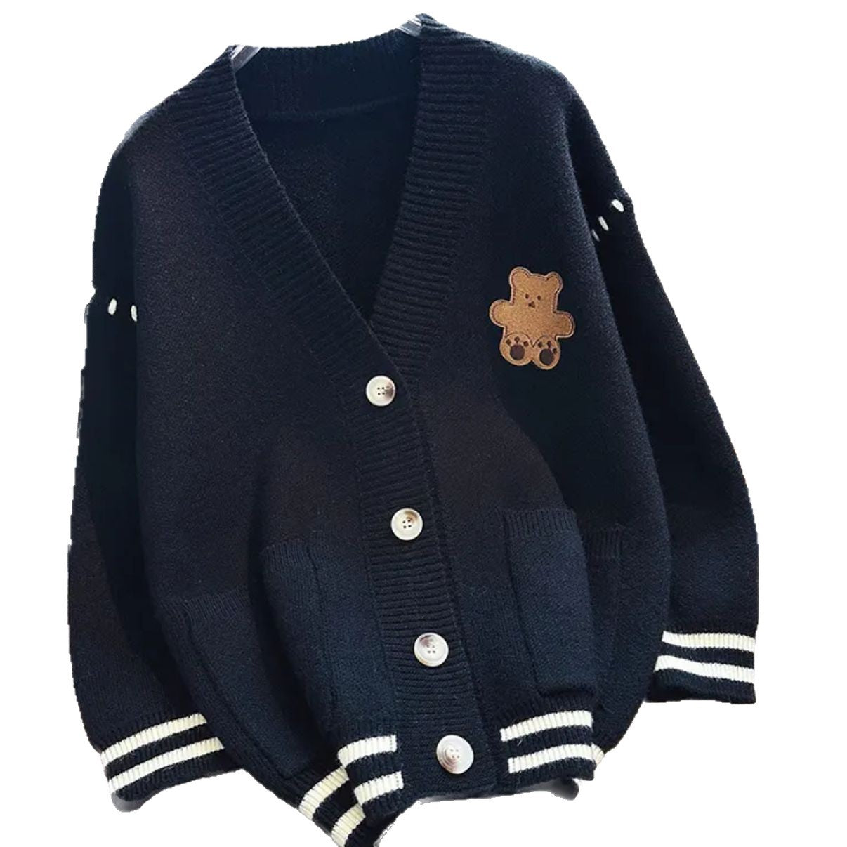 Damen Strickjacke Flauschig Bärenmotiv Eveloria