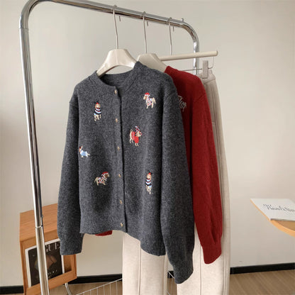 Damen Strickjacke Bunt Stickdesign Eleganter Schnitt - Eveloria