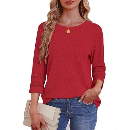 Damen Longsleeve-Oberteil Spitzen-Details Eveloria