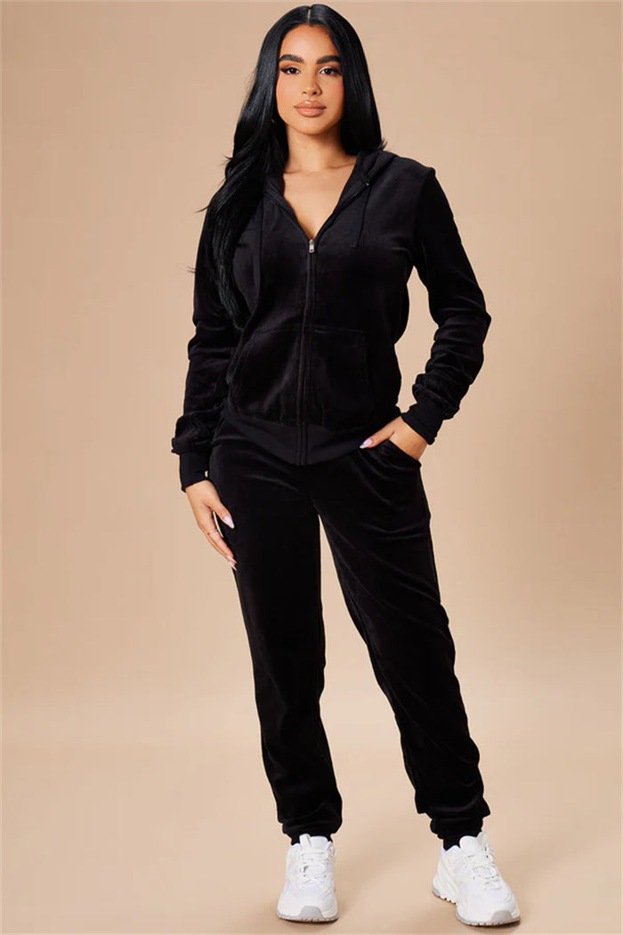 Damen Fleece-Jogginganzug Elastisch Hochschließend Eveloria