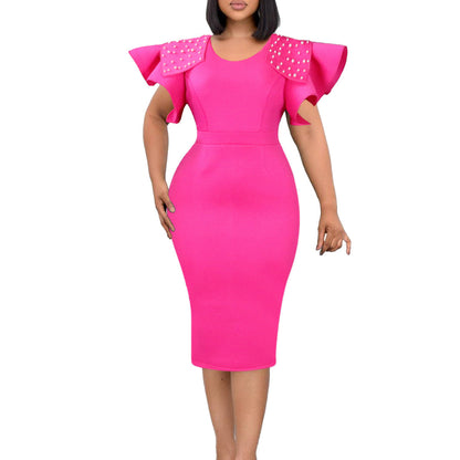 Damen Abendkleid Strukturierte Rüschen Details Eveloria