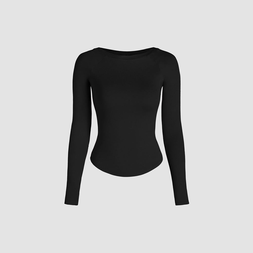 Damen Langarmshirt Figurformend Rundhalsausschnitt Eveloria