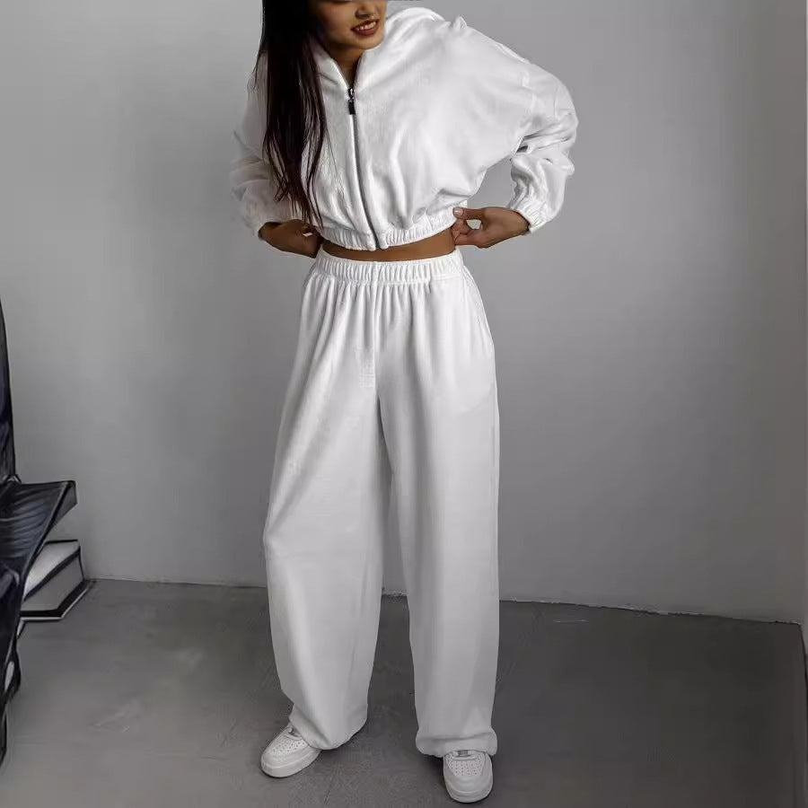 Damen Fleece Sportanzug Hochgeschlossen Elastisch Eveloria