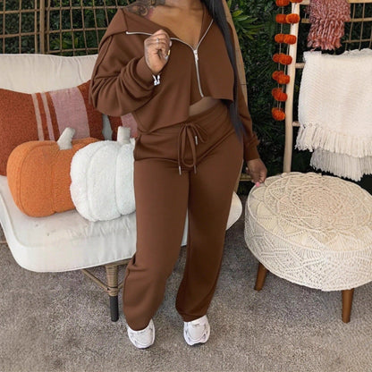 Damen Sport Outfit Crop- und Jogginghose Set