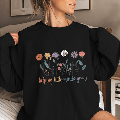 Damen Sweatshirt Voluminöse Ärmel Blumenmotiv Grau - Eveloria