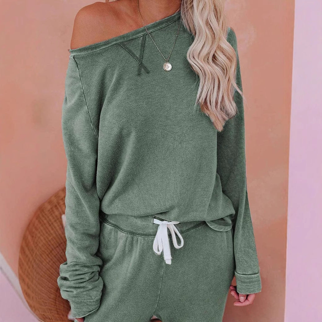 Damen Lounge-Set Oversized-Pullover und Hose Bequem Grau Eveloria