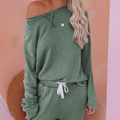 Damen Lounge-Set Oversized-Pullover und Hose Bequem Grau Eveloria