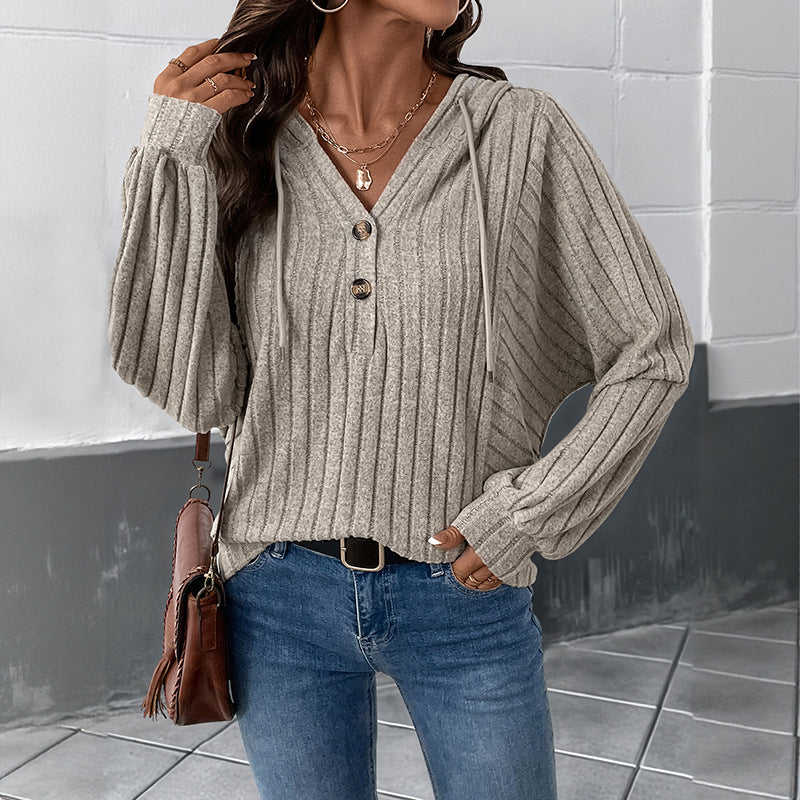 Damen Kapuzenpullover Strukturiertes Rippenmuster Eveloria - Eveloria