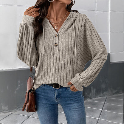 Damen Kapuzenpullover Strukturiertes Rippenmuster Eveloria - Eveloria