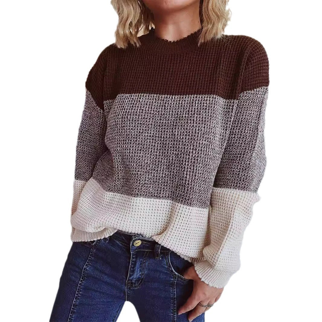 Damen Strickpullover Großmuster Moderner Schnitt Eveloria