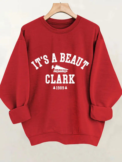 Damen Sweatshirt Lässiger Schriftzug Bequemer Schnitt Grau Eveloria