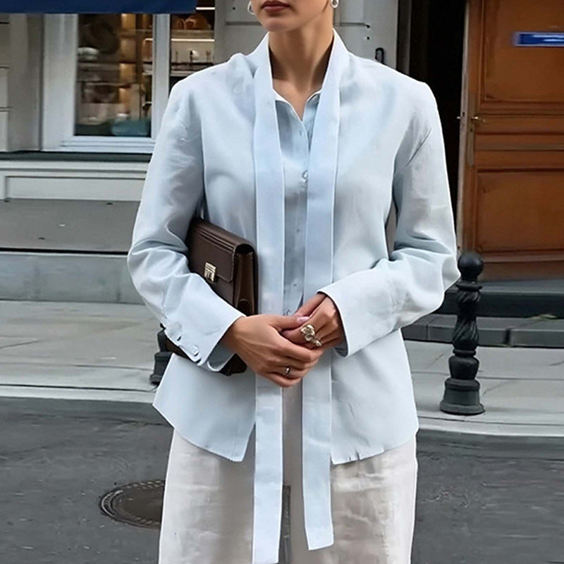Damen Blusenoberteil mit Bindegürtel Elegant