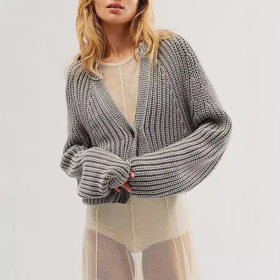 Damen Strickcardigan Lässig Überschnittene Schultern Knopfdetails - Eveloria