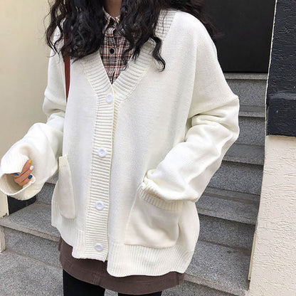 Damen Cardigan Lässiger Schnitt Überschnittene Schultern Beige