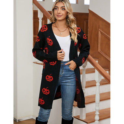 Damen Strickjacke Halloween-Motiv Eveloria