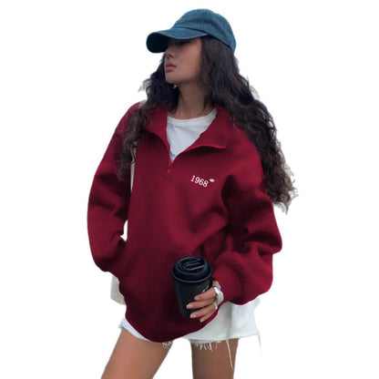 Damen Sportpullover Kapuzenpullover Halbzipp mit Taschen