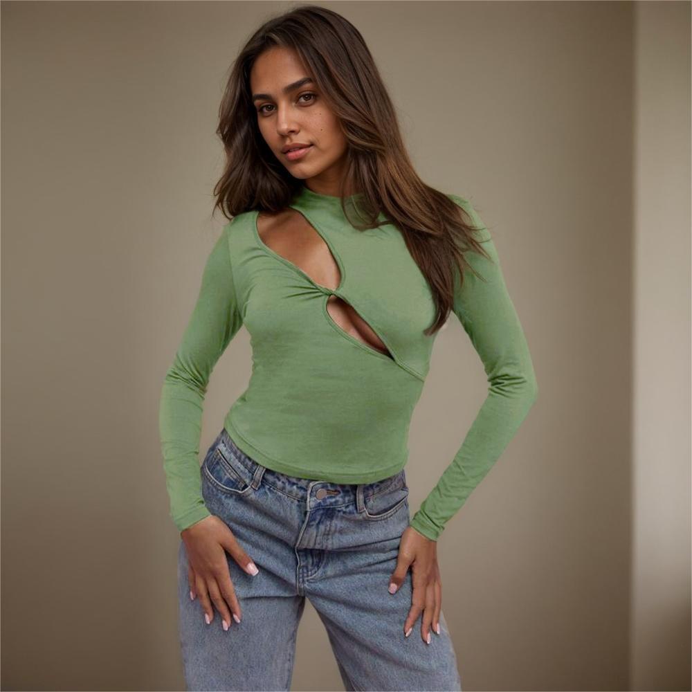 Damen Langarmoberteil Figurbetont Cut-Out-Design Eveloria