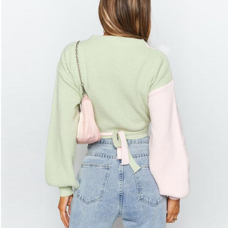 Damen Pullover V-Ausschnitt Strukturtextur Kurzärmel