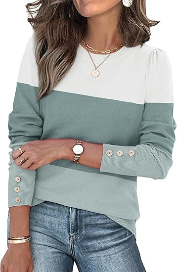 Damen Pullover Lässig Knopfdetails Eveloria