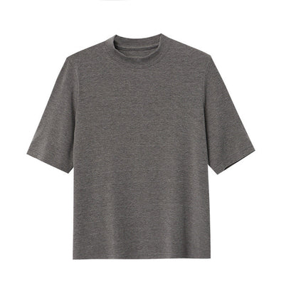 Damen Kurzarm T-Shirt Hochkragen Eveloria