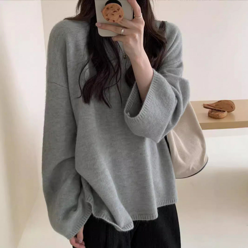 Damen Oversized Strickpullover Weiter Schnitt Feines Material - Eveloria