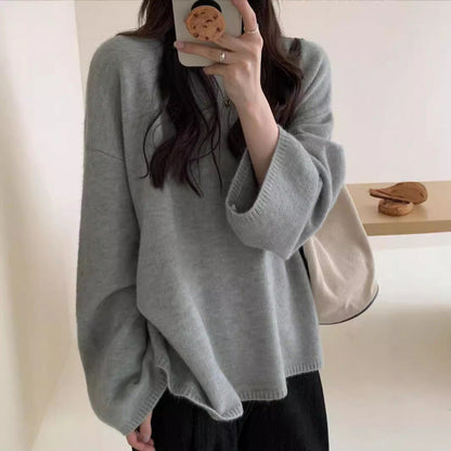 Damen Oversized Strickpullover Weiter Schnitt Feines Material - Eveloria