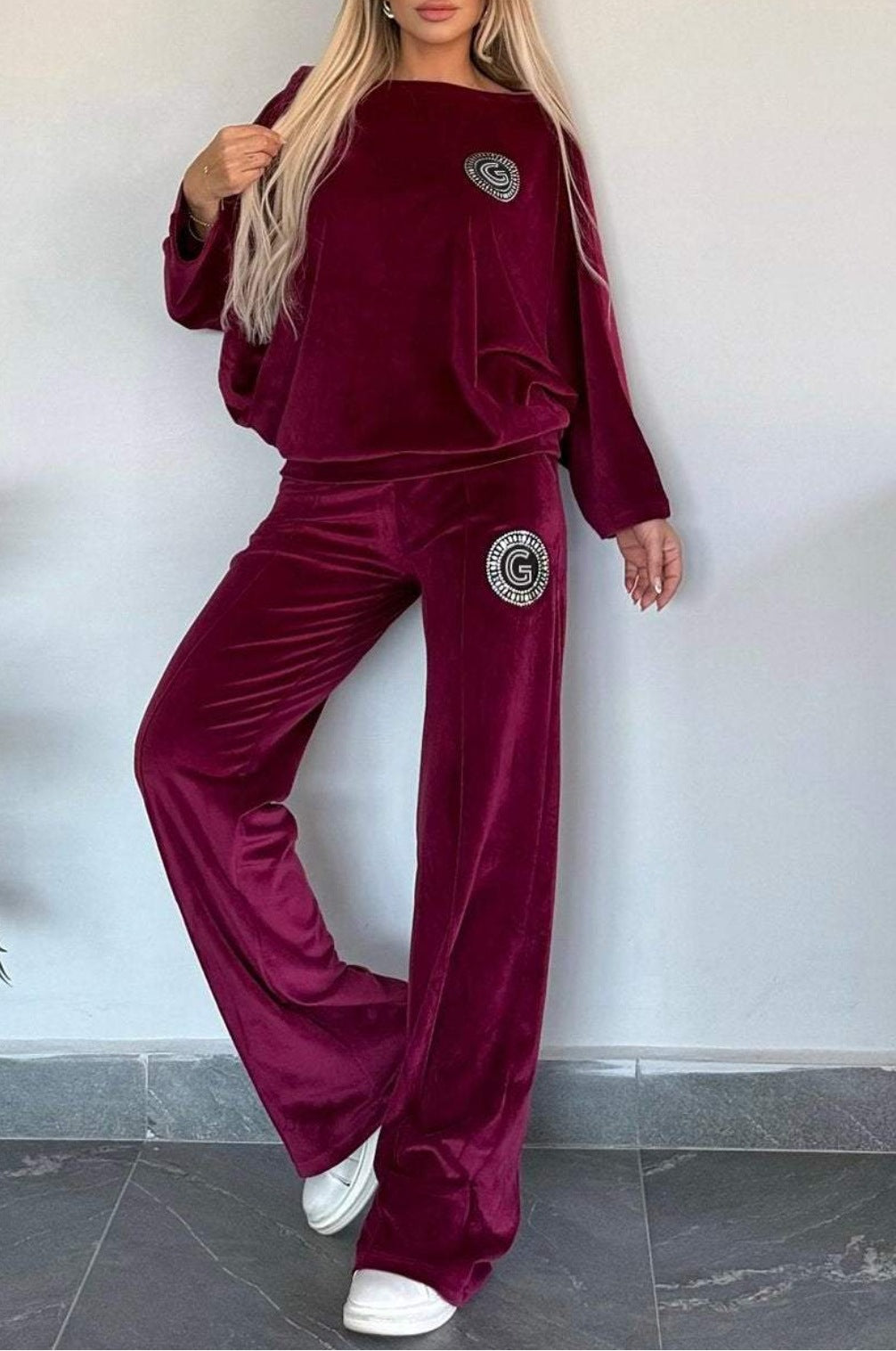 Damen Velvet Loungewear-Set Weich Eveloria