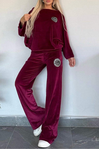 Damen Velvet Loungewear-Set Weich Eveloria
