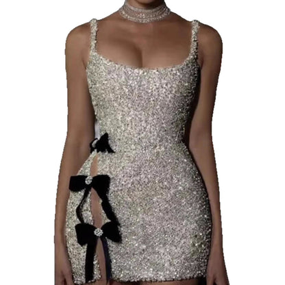 Damen Minikleid Pailletten Figurbetonter Schnitt