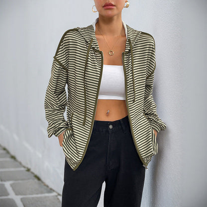 Damen Kapuzenjacke Gestreift Eveloria