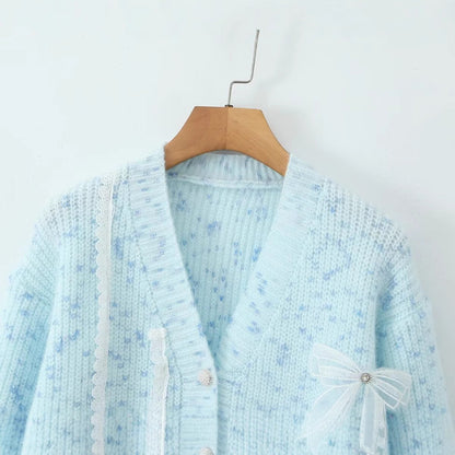 Damen Strickjacke Kuschelig mit Schleifendetails Grau