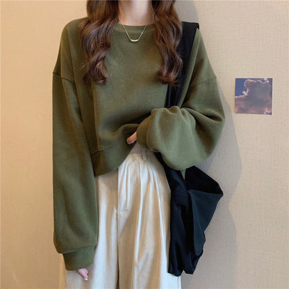 Damen Oversized Sweatshirt Weich Komfortkragen