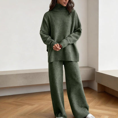 Damen Fleece-Loungewear-Set Hochkragen Beige Eveloria