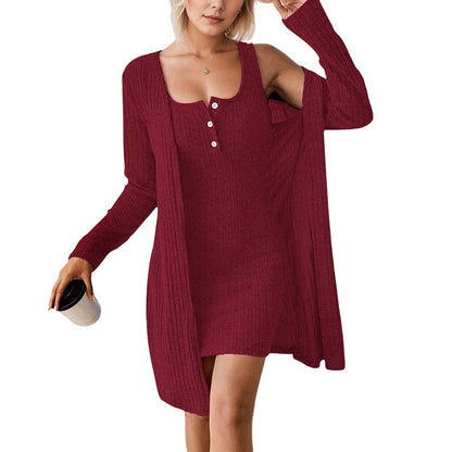 Damen Strickkleid mit Cardigan Offen Eveloria