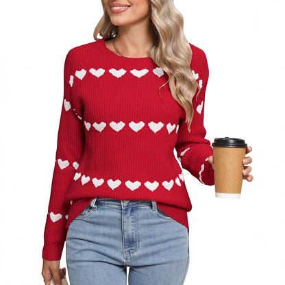 Damen Strickpullover Herzmuster Eveloria - Eveloria