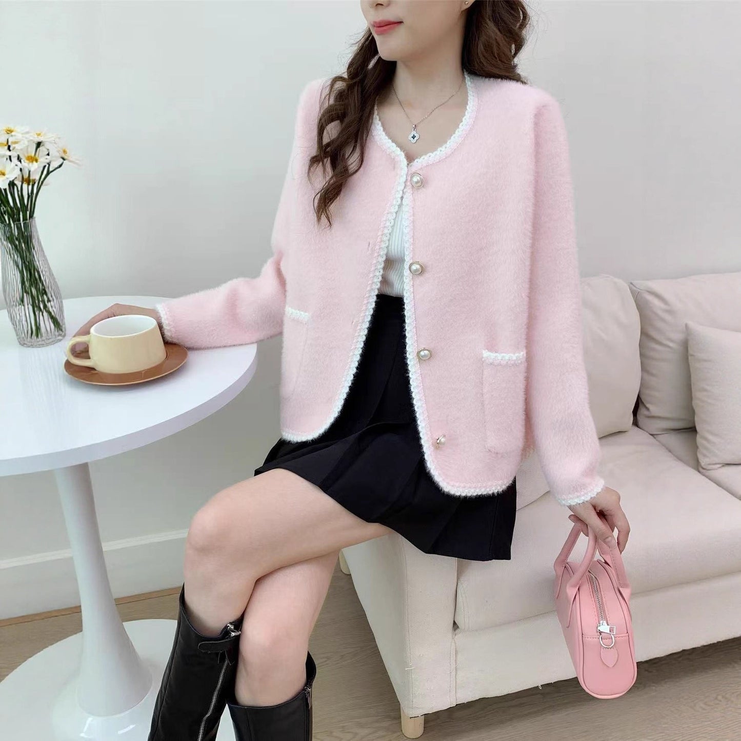 Damen Strickjacke mit Knöpfen und Taschen Eveloria