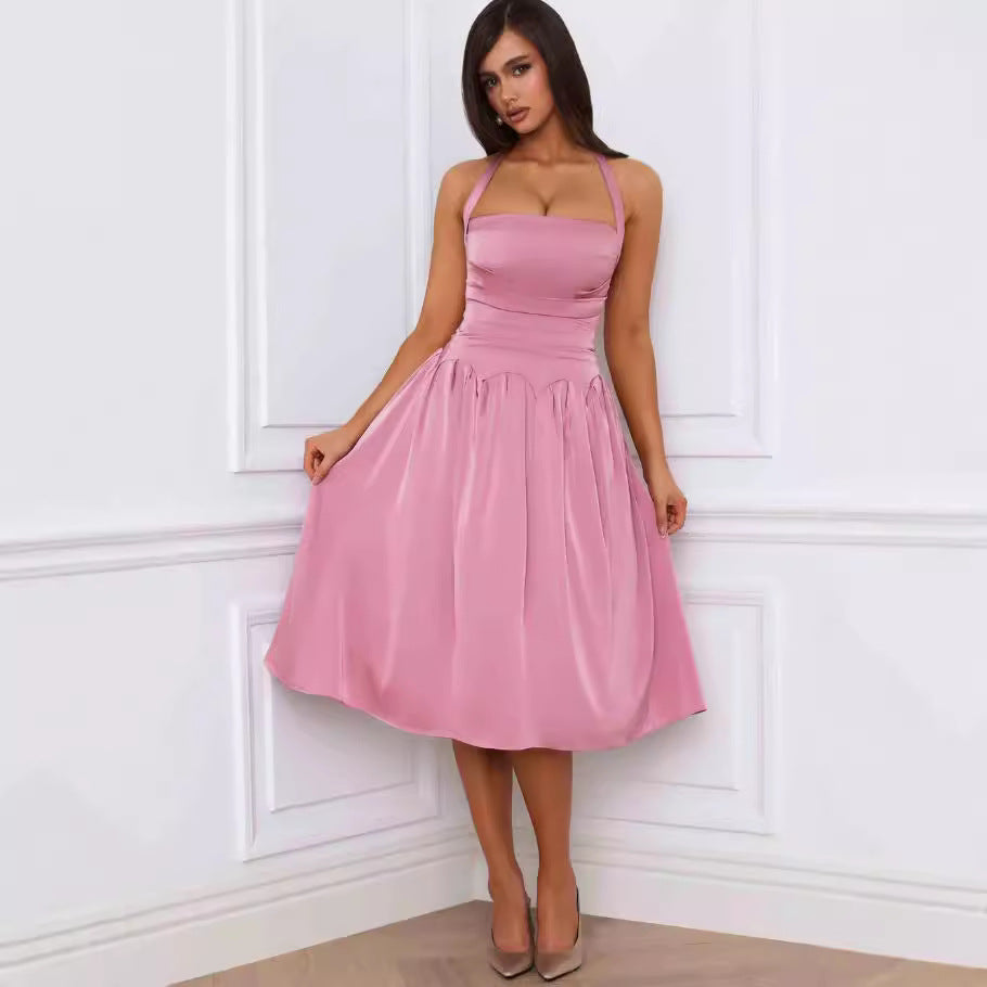 Damen Cocktailkleid Schulterfrei Volantabschluss Eveloria
