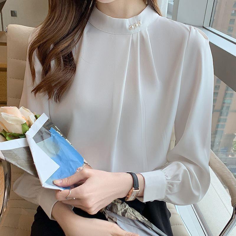 Damen Bluse Rüschendetails Schicker Kragen Eveloria