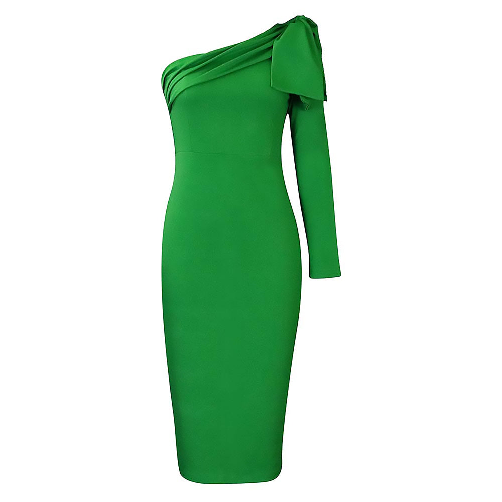 Damen Wickelkleid Asymmetrischer Ausschnitt Schleife Eveloria