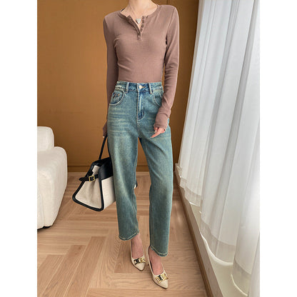 Damen Vintage-Hochtaillierte Jeans Eveloria