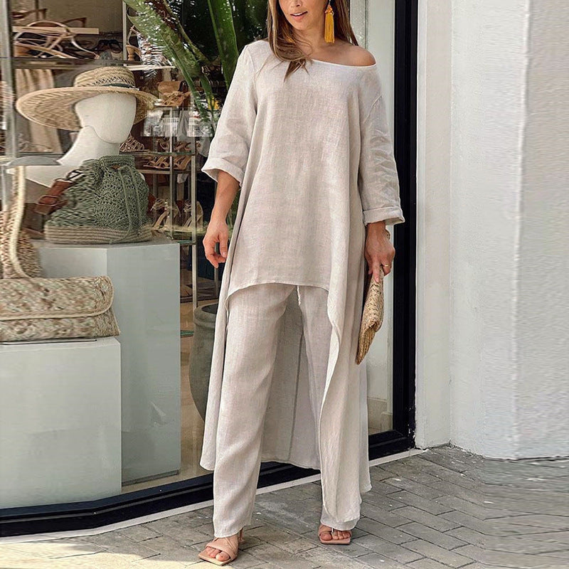 Damen Kaftan Zweiteiler Asymmetrisch Luftig Eveloria