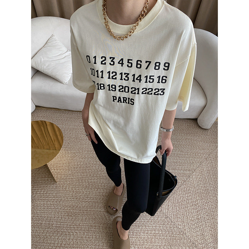 Damen T-Shirt Rundhalsausschnitt mit Aufdruck Baumwolle