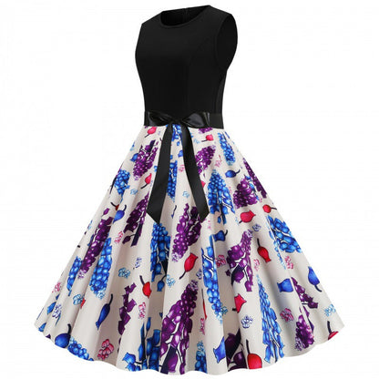 Damen Swingkleid Floralmuster Taillengürtel