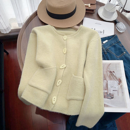 Damen Strickjacke Kuschelig Zierstich Grau Eveloria
