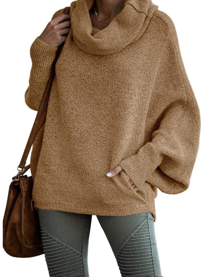 Damen Rollkragenpullover Lässig Weite Ärmel Eveloria