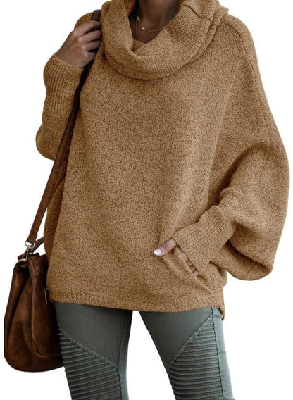 Damen Rollkragenpullover Lässig Weite Ärmel Eveloria