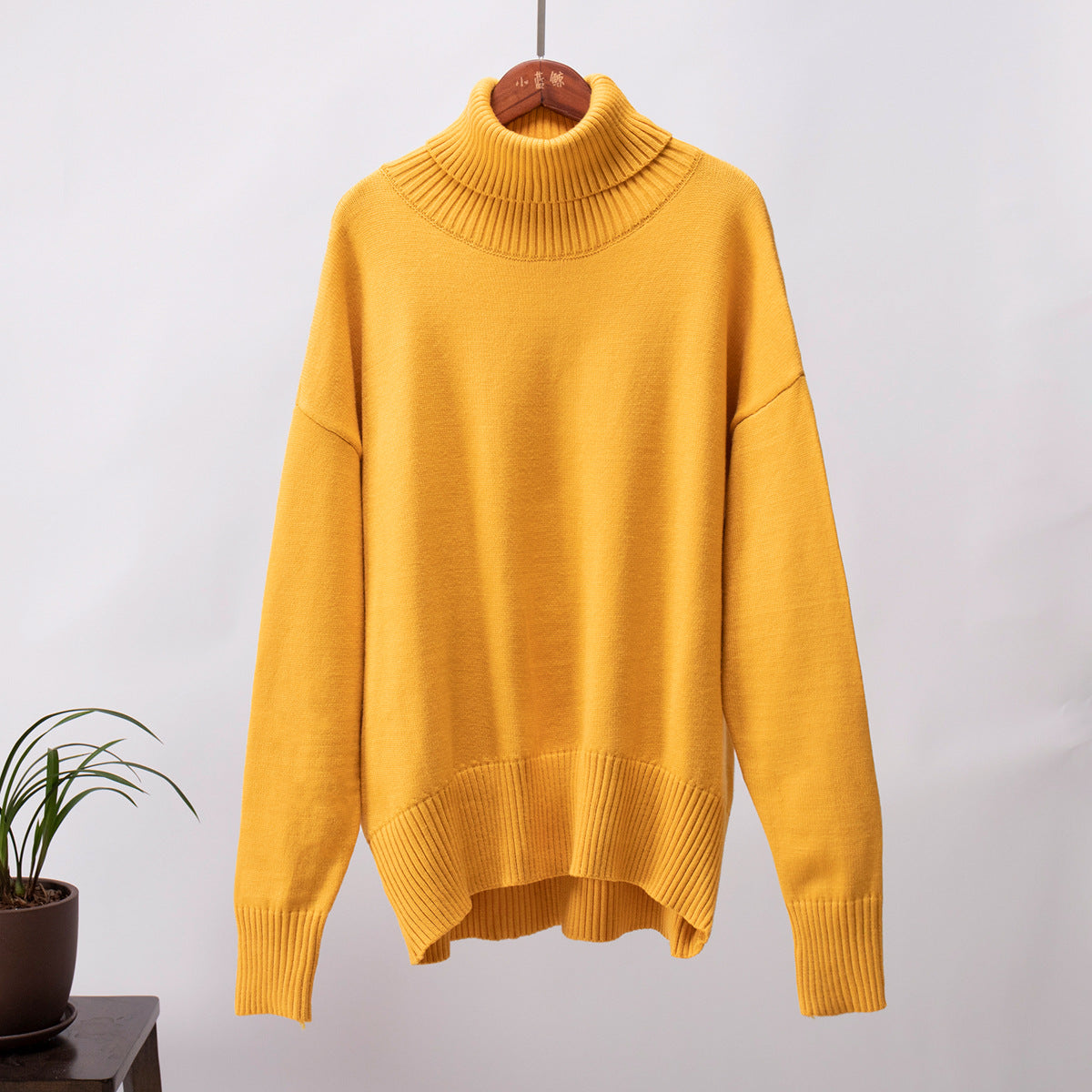 Damen Strickpullover Lässig Warmer Gerippter Saum