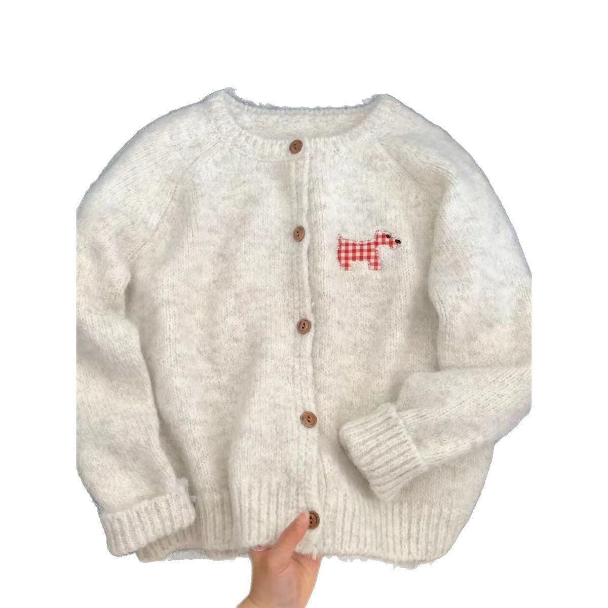 Damen Strickcardigan Hunde-Motiv Eveloria