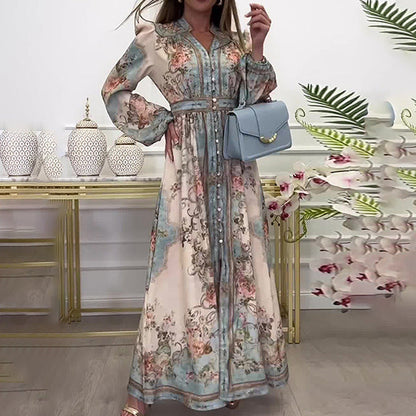 Damen Maxikleid Floral Muster Eveloria